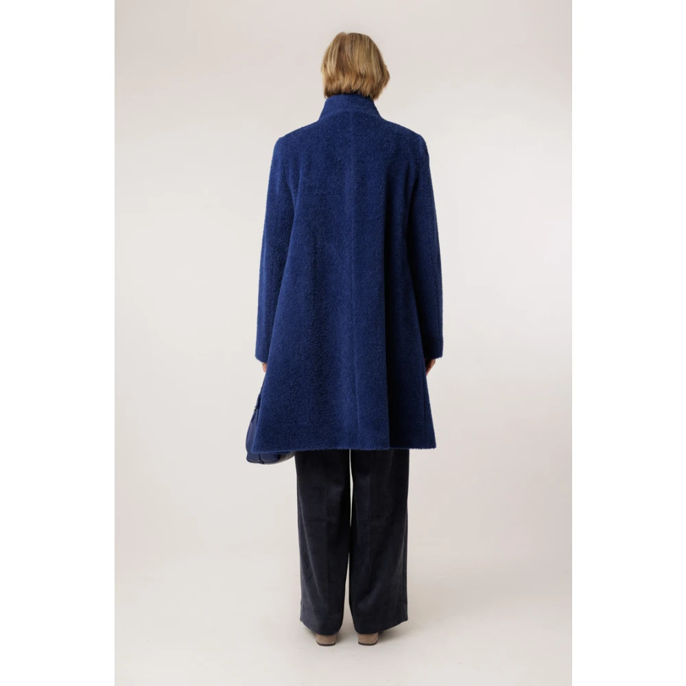 Cinzia Rocca Elegante Wol Alpaca Jas Blue Dames