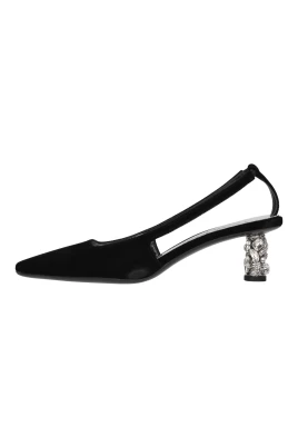 Kristallprydd sammets-slingbackpump