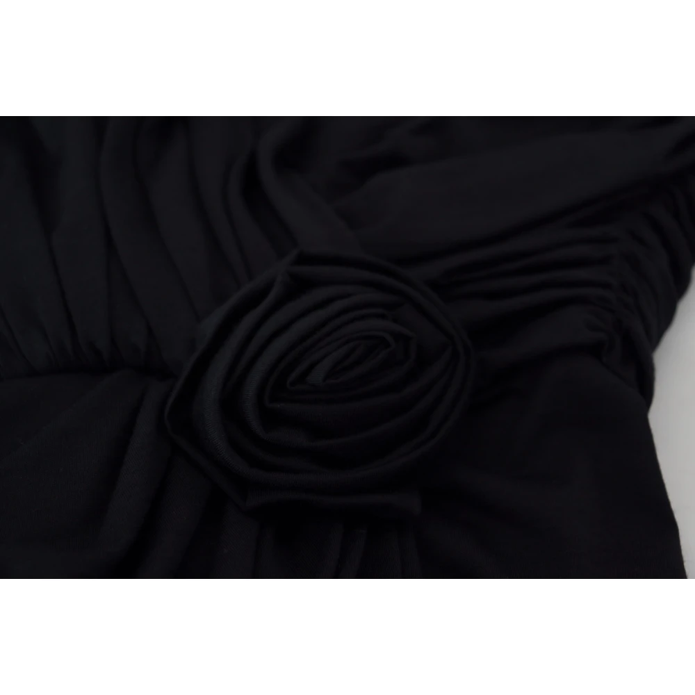 Dolce & Gabbana Elegant One-Shoulder Midi Dress Black Dames