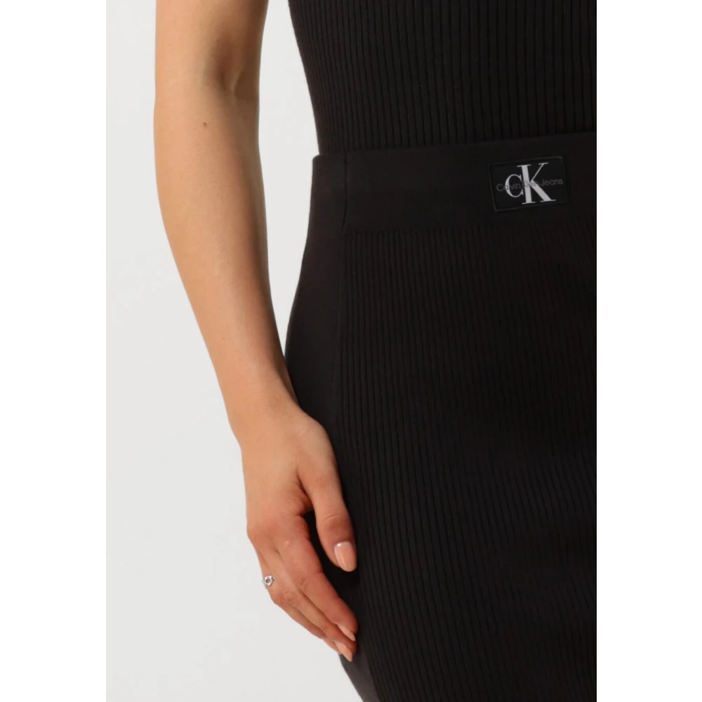 Calvin Klein Geweven Label Sweater Rok Black Dames