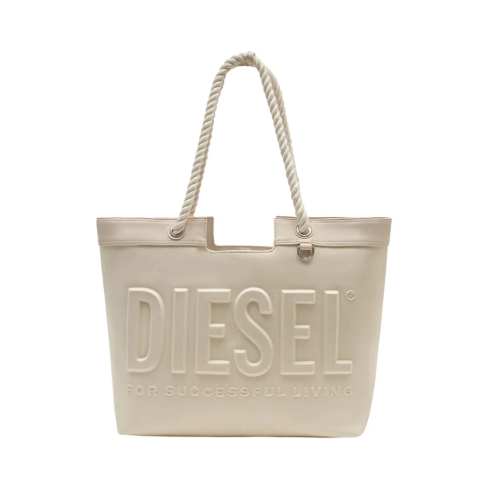 Diesel Women's White Shoulder Bags, One Size, 3D Shopper Bag