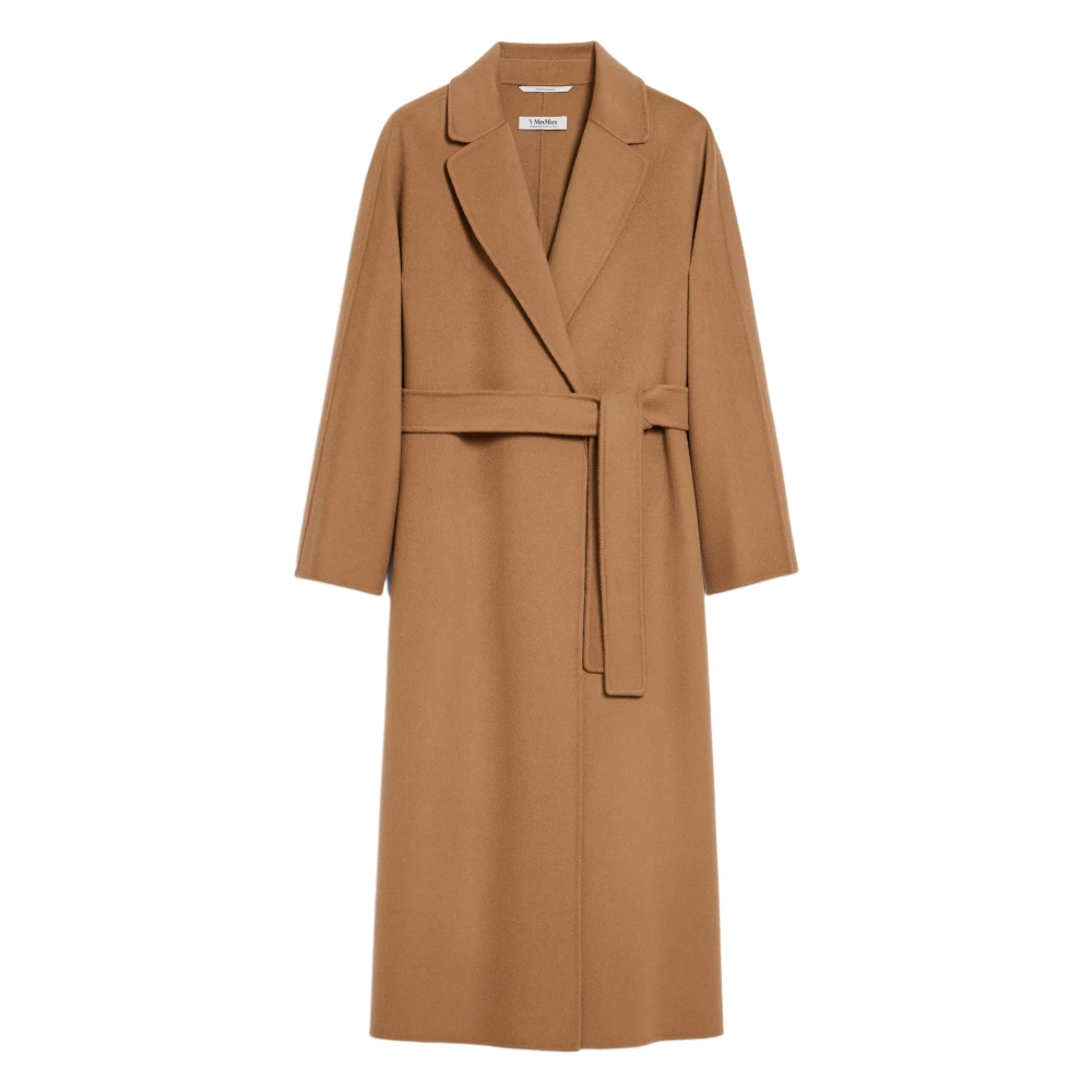Max Mara Bruine Wol Kimono Jas met Riem Brown Dames