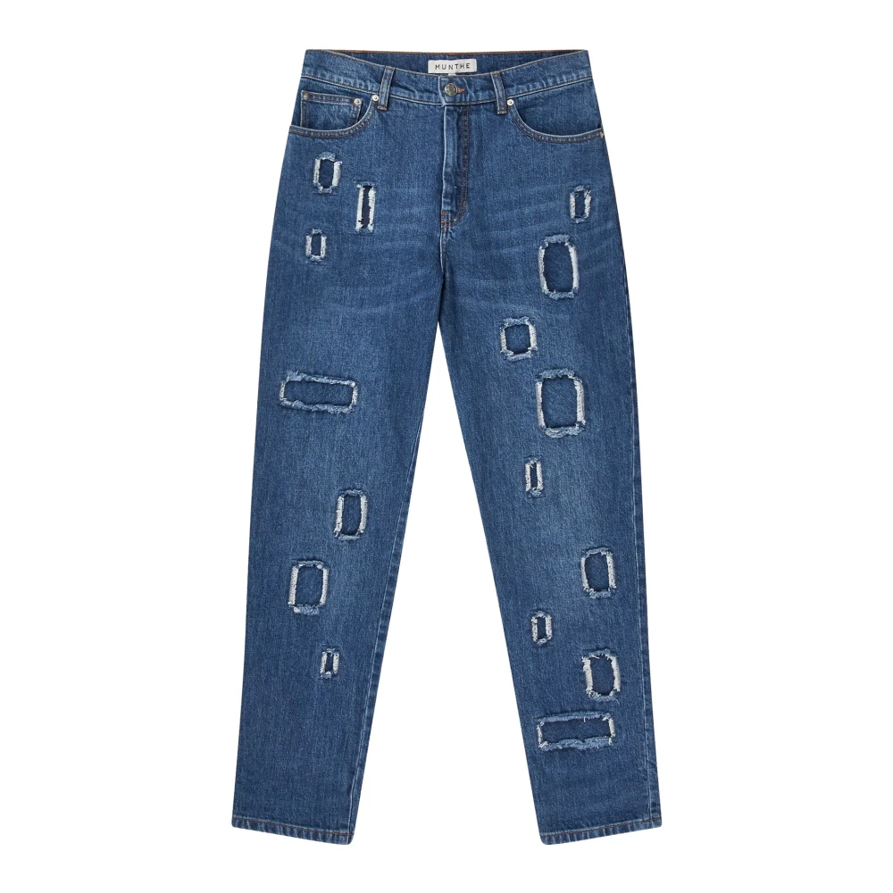 Munthe Versleten Boyfriend Jeans Blauw Blue Dames