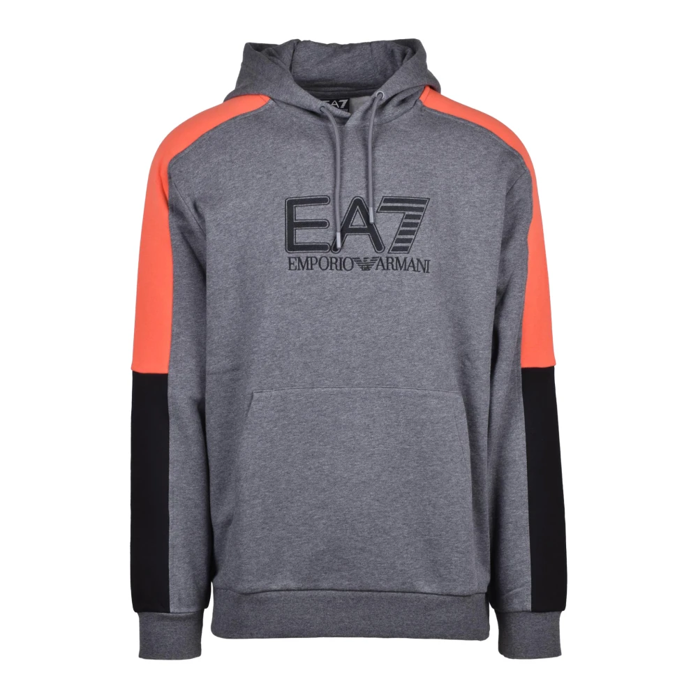 Emporio Armani Ea7 Men's Gray Hoodies, 3XL, Hooded Sweatshirt