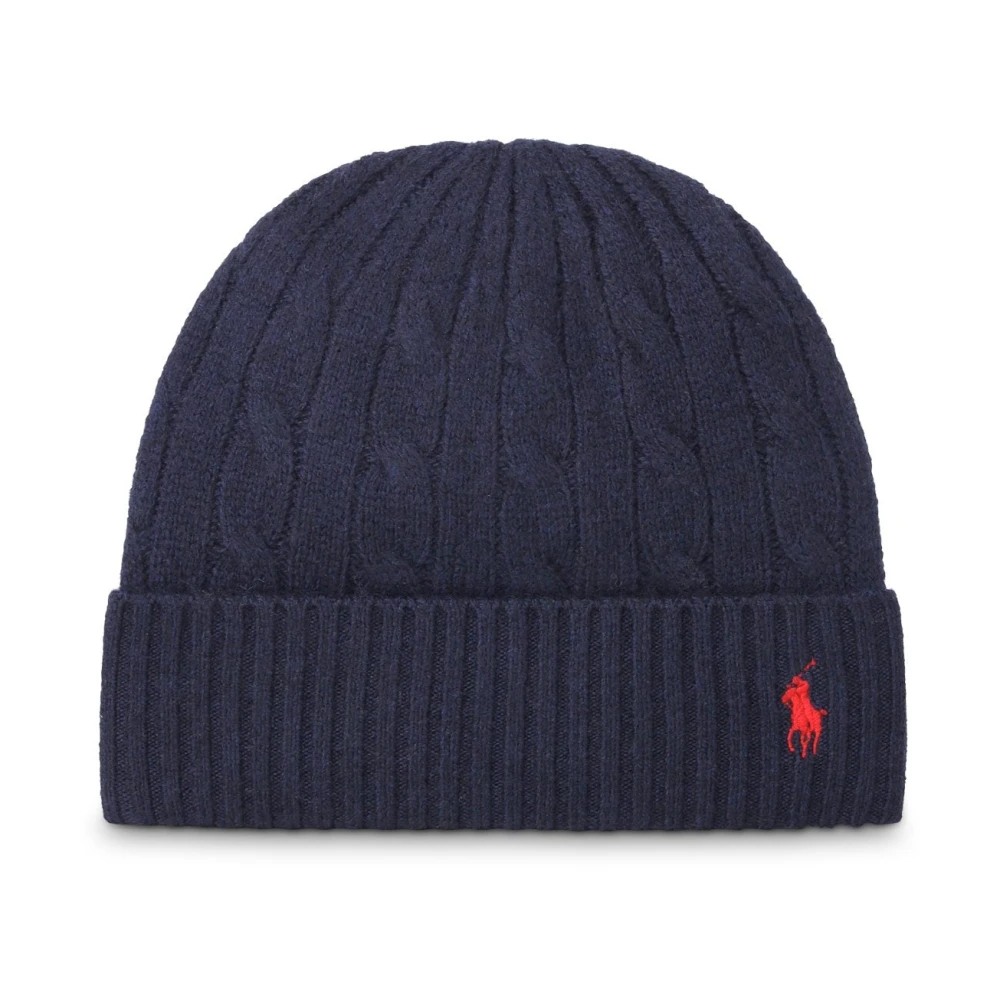 Polo Ralph Lauren Women's Blue Logo Beanie In Wool-Cashmere Blend