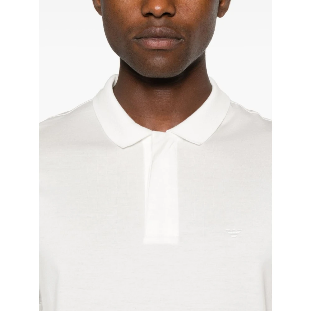 Emporio Armani Witte Jersey Textuur Poloshirt White Heren