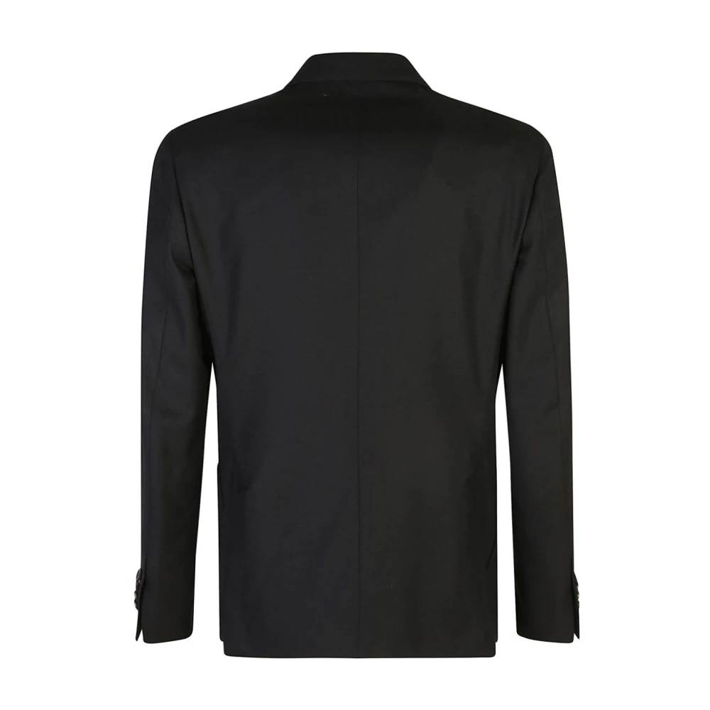 Lardini Zwarte Wol Double-Breasted Jas Black Heren