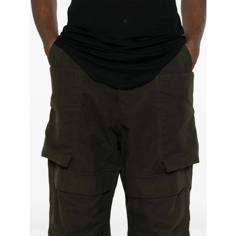 Rick Owens Cargo broek in donkergroen katoen Green Heren
