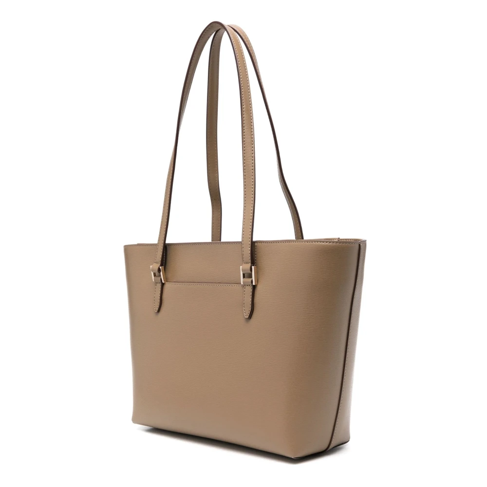 DKNY Blauwe Leren Tote Tas met Logo Beige Dames