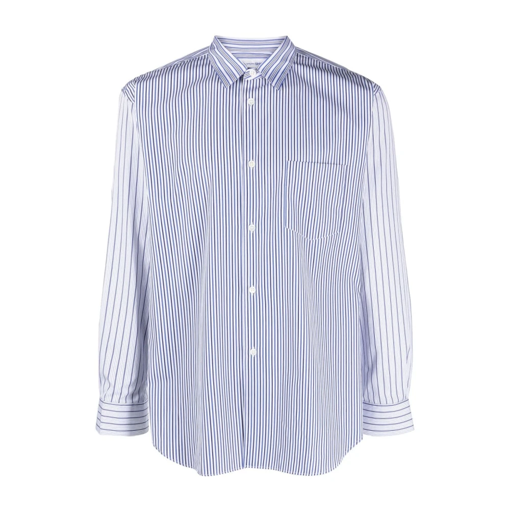 Comme des Garçons Blauw Gestreept Klassiek Overhemd Blue Heren