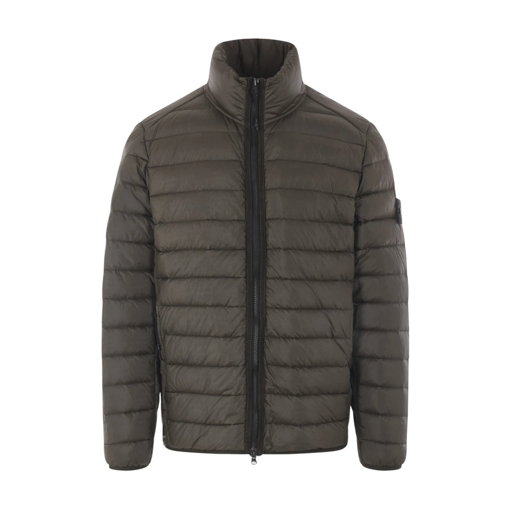 Stone Island Militair Groene Nylon Gewatteerde Jas Green Heren