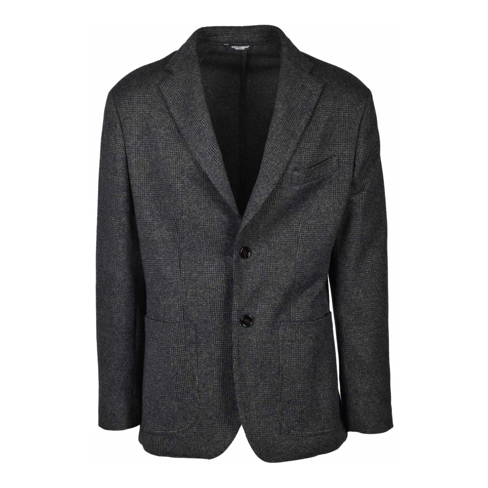 Dolce & Gabbana Stijlvolle Jas met Katoenmix Black Heren