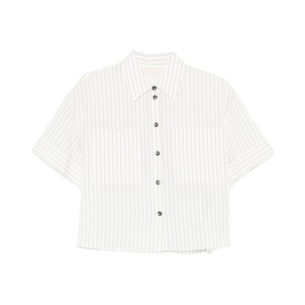 Liu Jo Femme Blanc Blouses Et Chemises, Taille: 44 Fr Chemise Boutonnée Rayée
