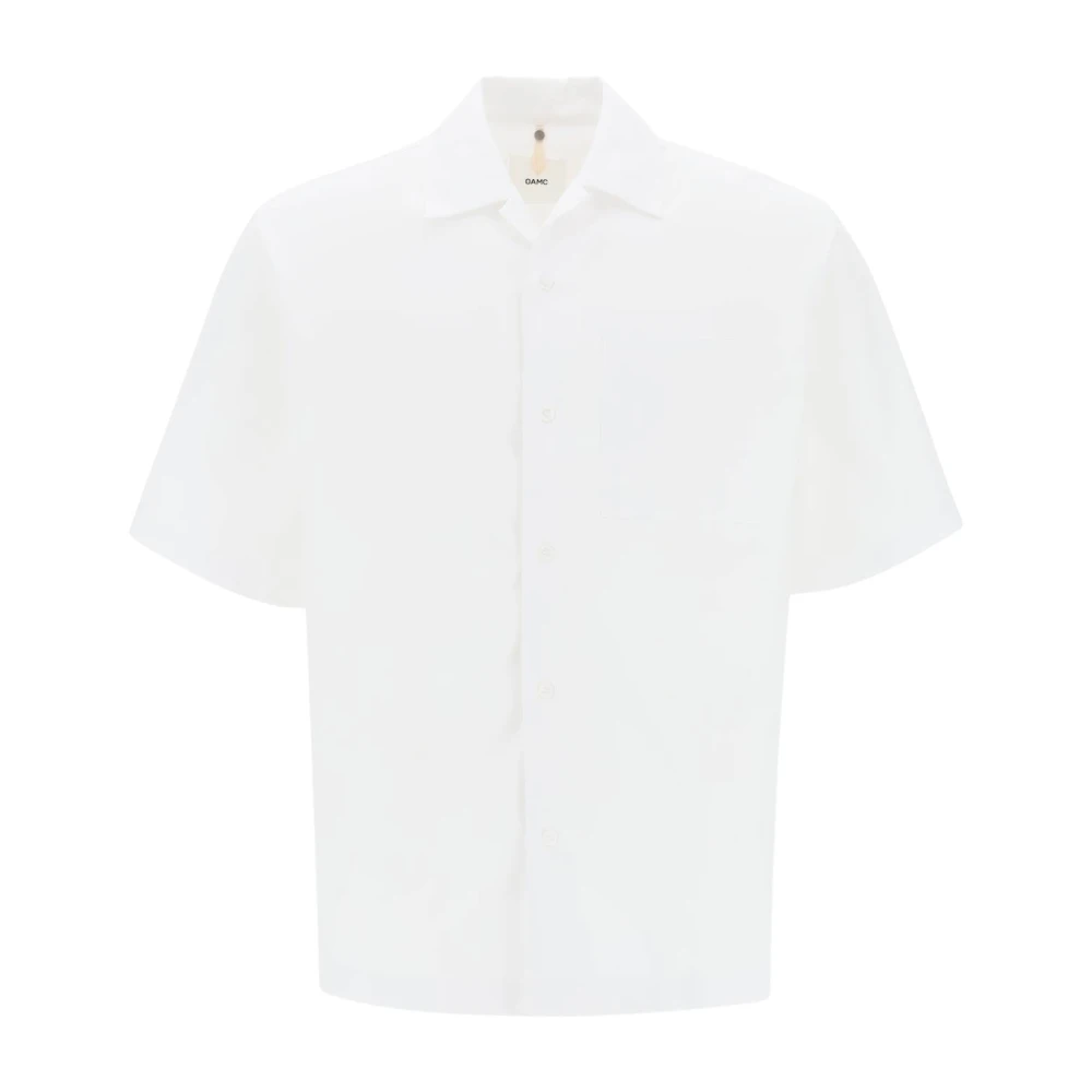 Oamc Scribble-effect Bowling Shirt White Heren