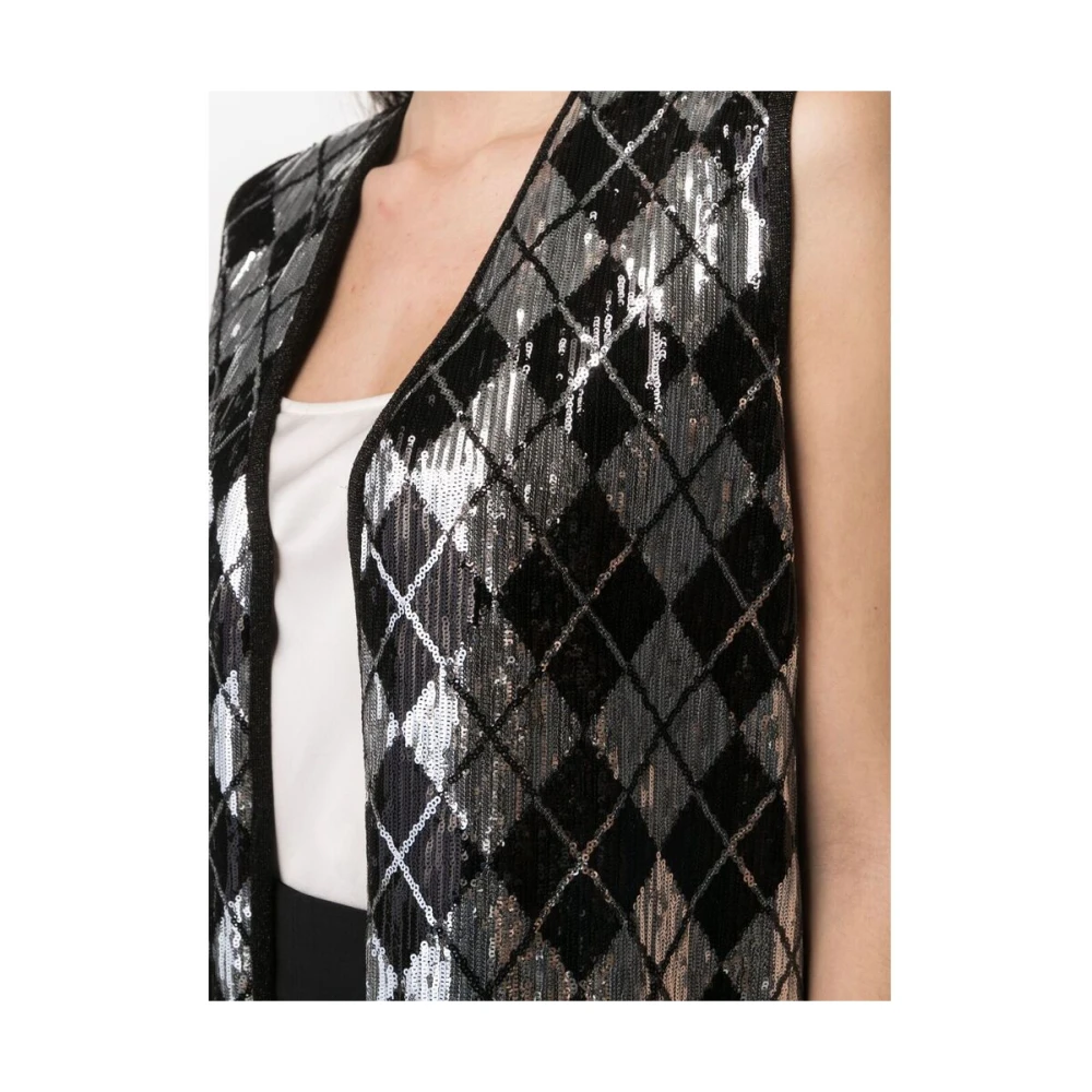 Charlott Pailletten versierde mouwloze vest Black Dames