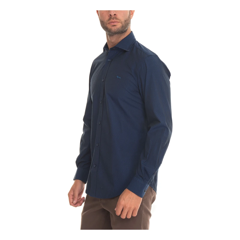 Harmont & Blaine Casual Overhemd met Tegel Micro Print Blue Heren