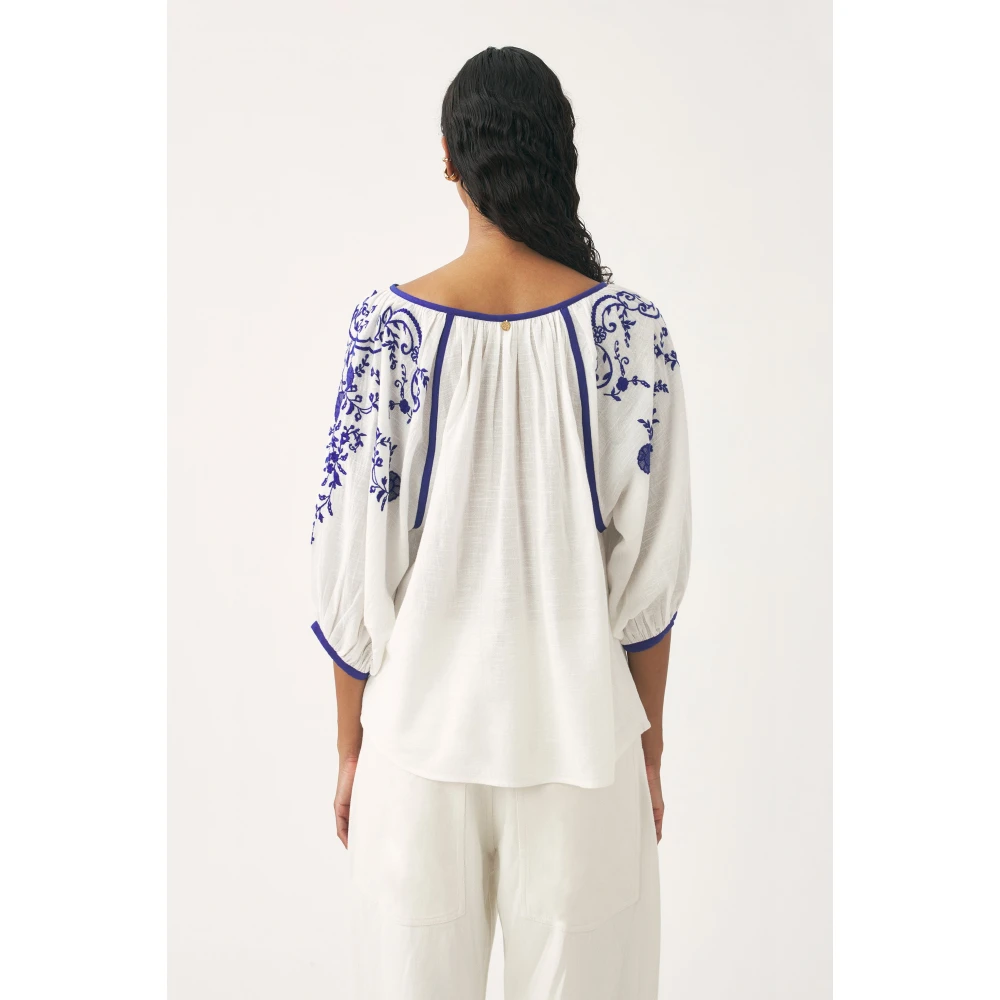 Antik batik Geborduurde blouse Victoria White Dames
