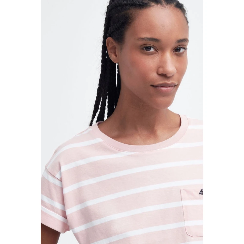 Barbour Korte mouw zak T-shirt collectie Pink Dames