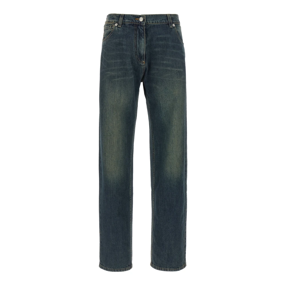Magda Butrym Women's Blue Straight Fit Jeans, M, Denim 09 Trousers
