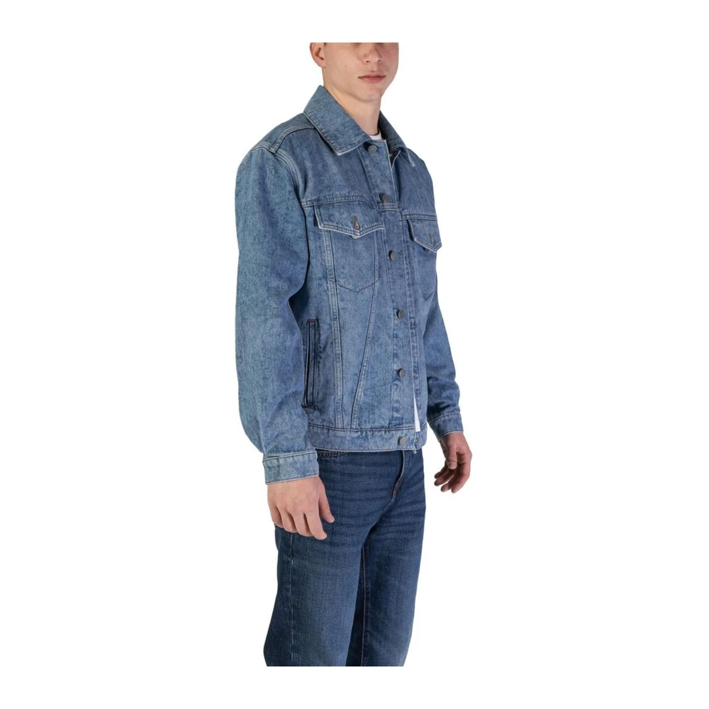 Hugo Boss Lichtblauwe Katoenen Jas Herfst Winter Collectie Blue Heren