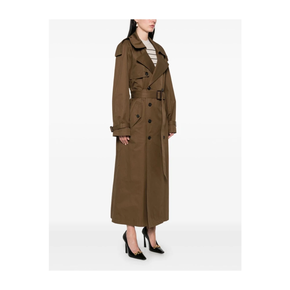 Saint Laurent Dubbelbreasted katoenen twill trenchcoat Brown Dames