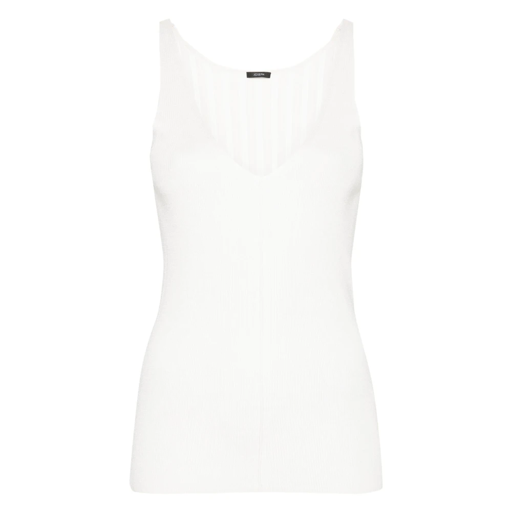 Joseph Witte Satijnen Rib Tanktop White Dames