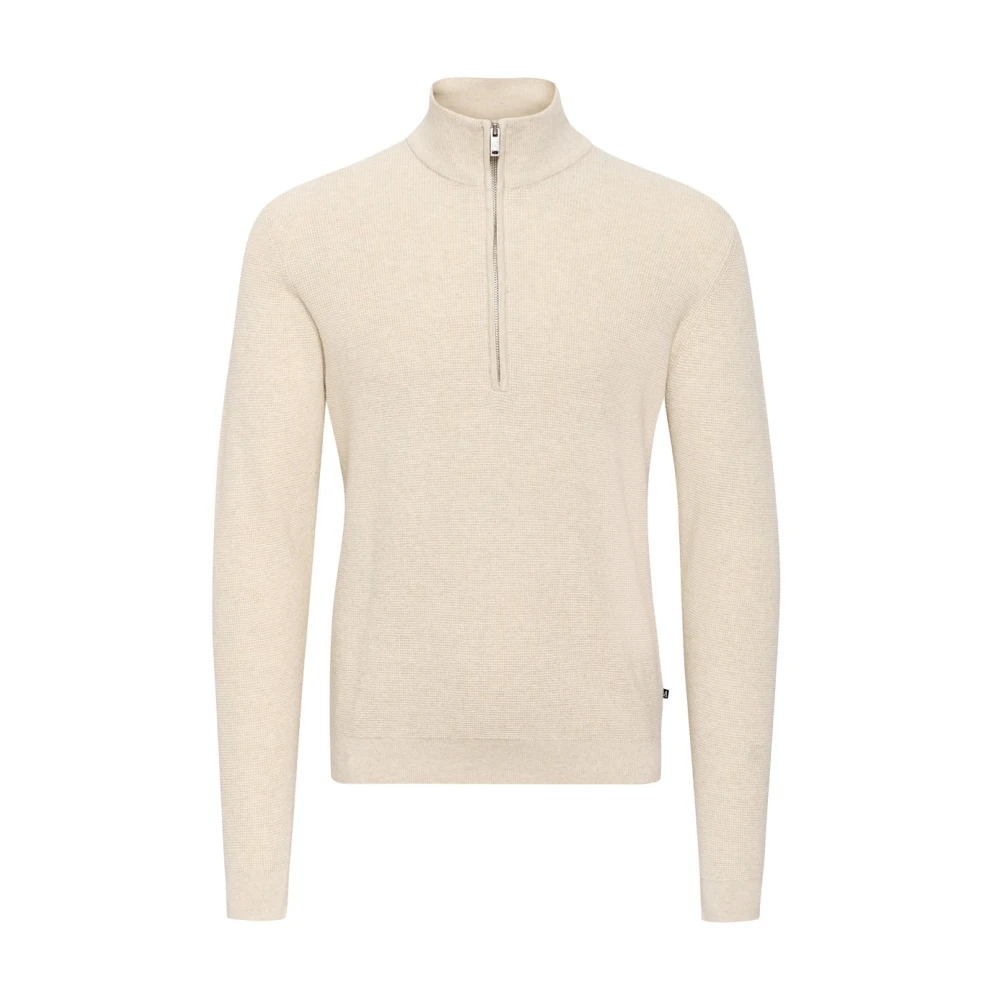 Grå Melange Half Zip Genser