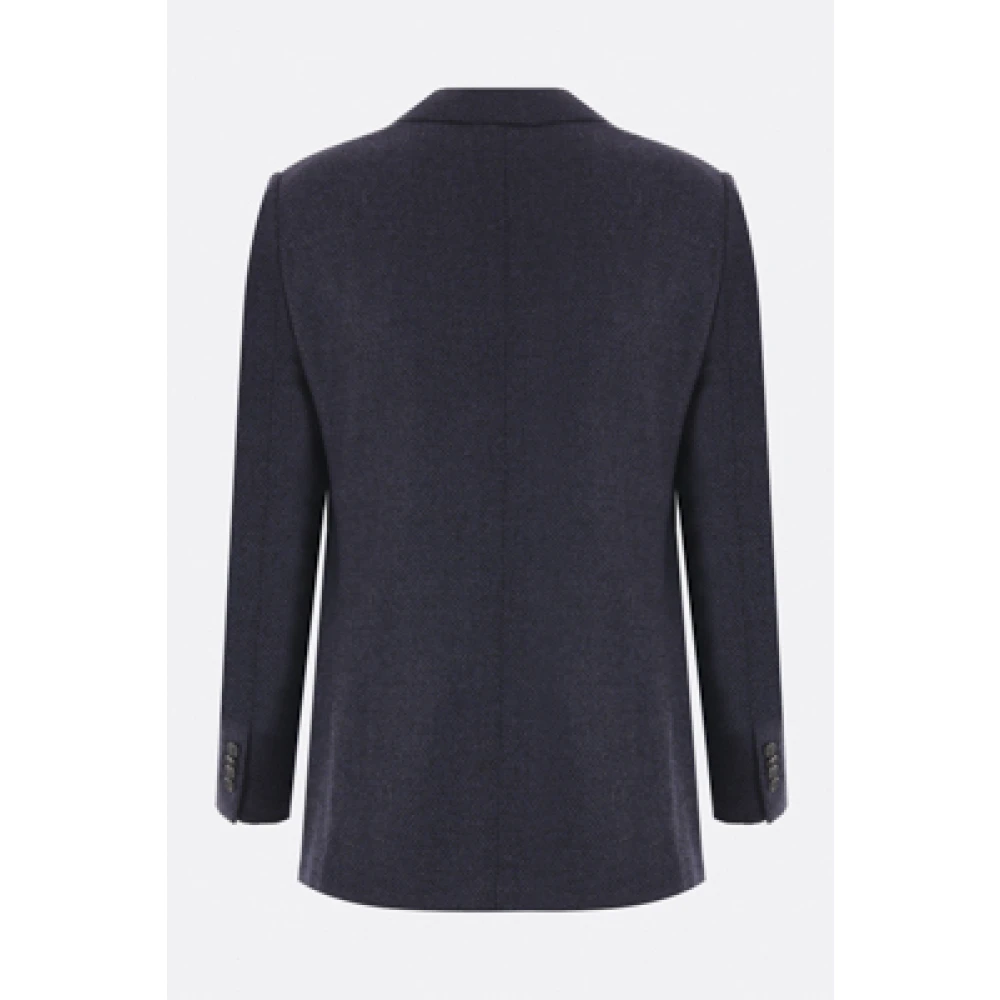 Caruso Blauwe Dubbelborstige Wollen Jas Blue Heren