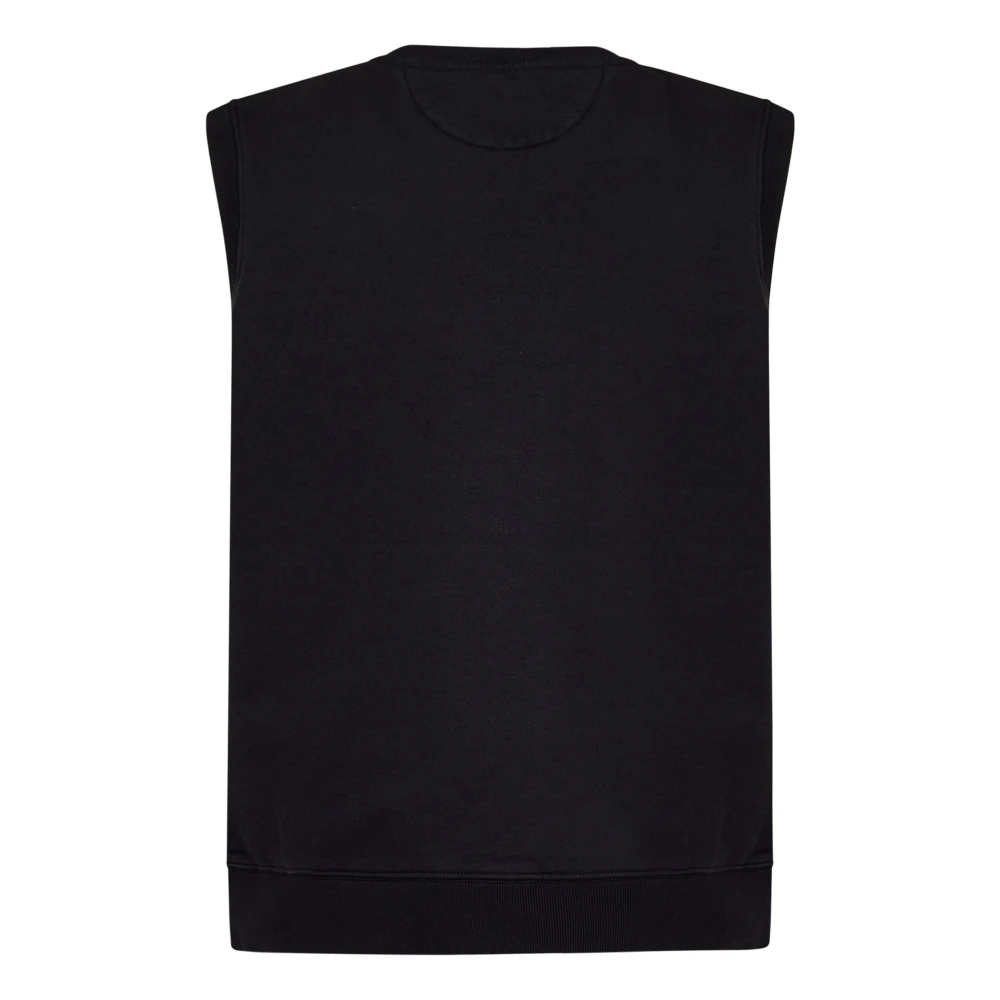 Stüssy Zwarte Mouwloze Katoenen Jas met Logo Black Heren