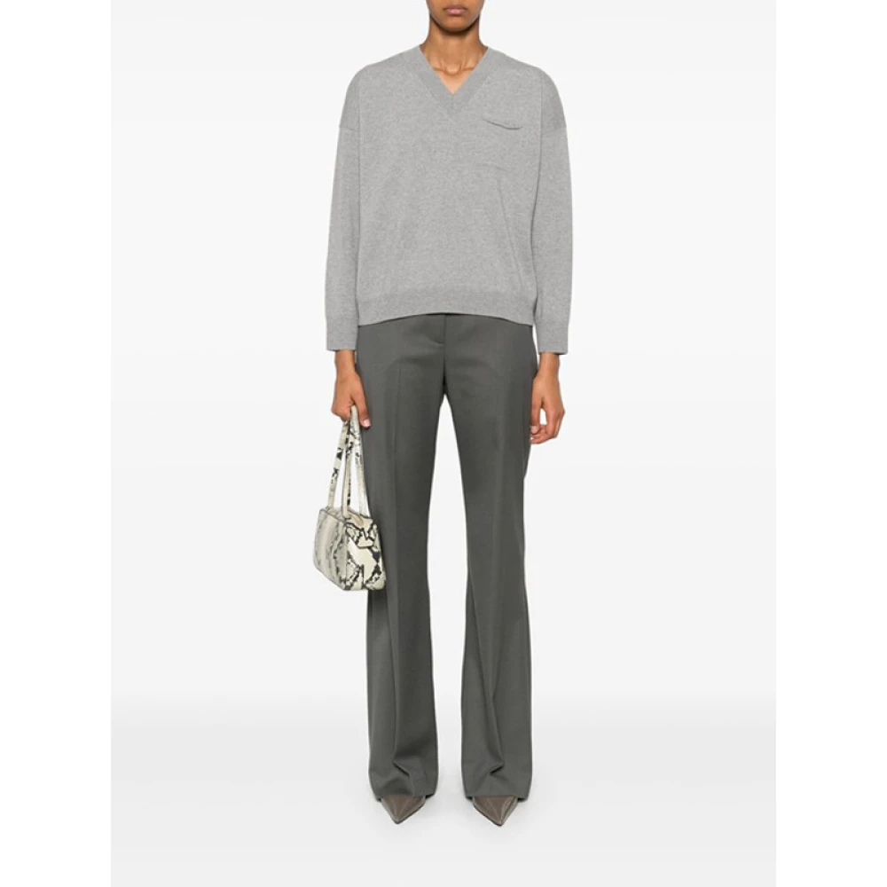 PESERICO Grijze Wollen Trui met Punto Luce Gray Dames