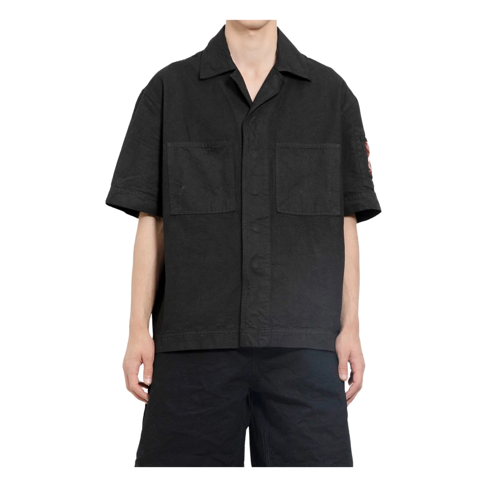 44 Label Group Zwarte Bowling Shirt met Logo Borduurwerk Black Heren