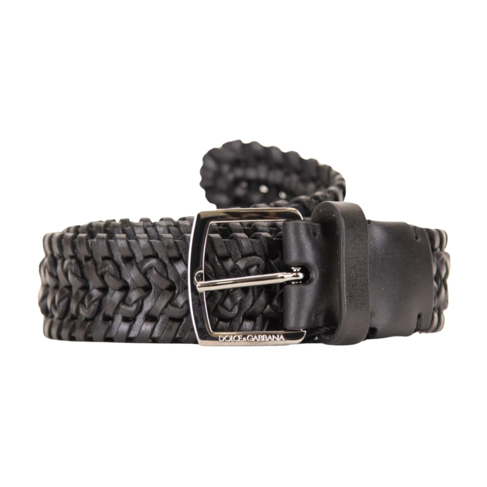 Dolce & Gabbana Women's Black Belts, 110 Cm, Woven Leather Belt