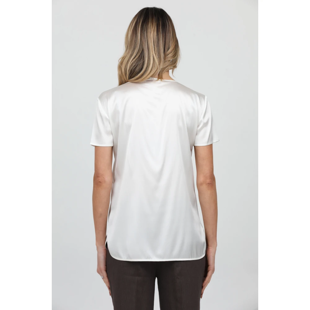 Max Mara Zijden Stretch T-shirt White Dames