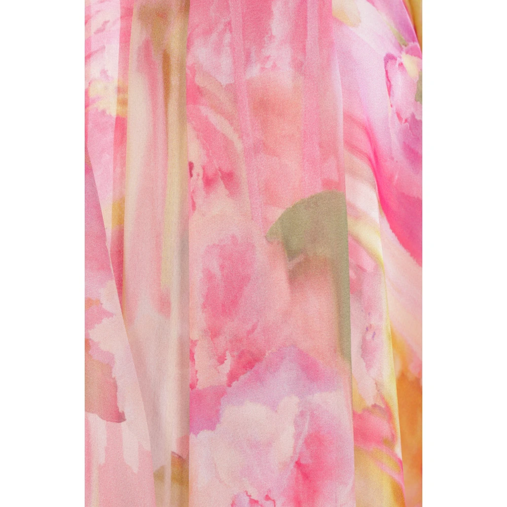 Blumarine Rose Print Georgette Shirt met Cut-Out Mouwen Pink Dames