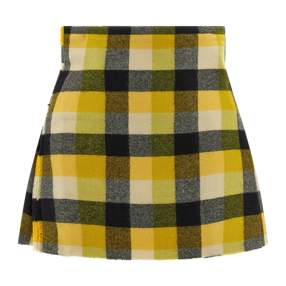 Vivienne Westwood Women's Yellow Short Skirts, M, Check-Print Mini Kilt