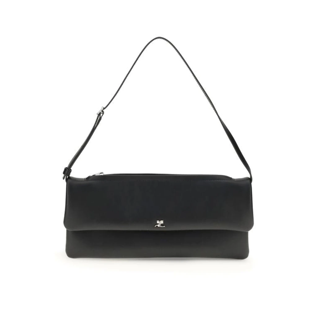Courrèges Women's Black Leather Clutch Aw25 Made In Italy