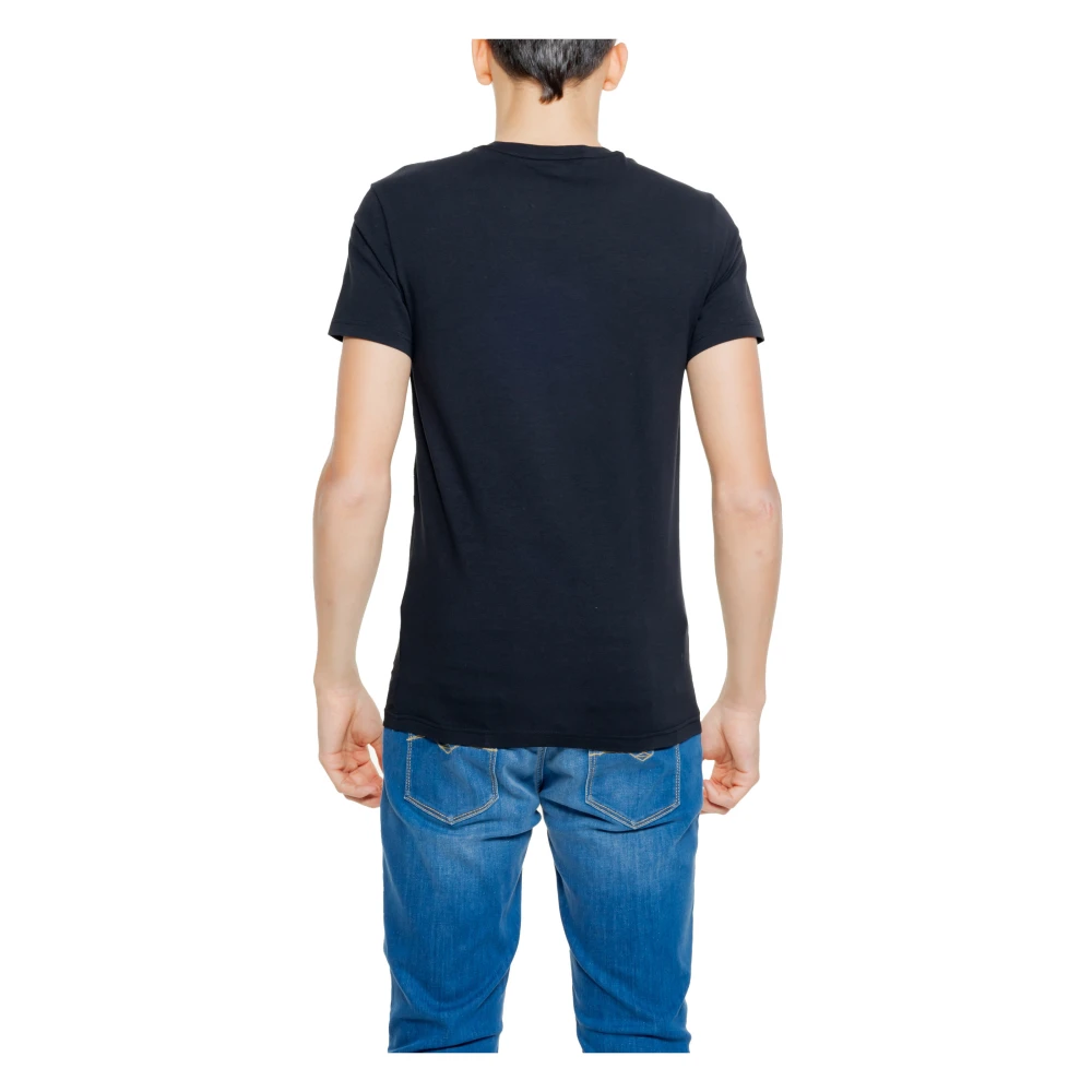 Emporio Armani Zwart Katoenen T-shirt Korte Mouwen Ronde Hals Black Heren