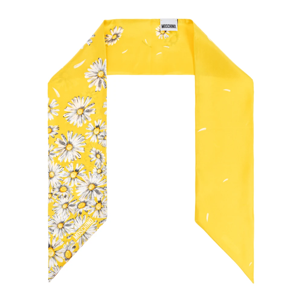 Moschino Zijden sjaal met bloemenpatroon Yellow Dames