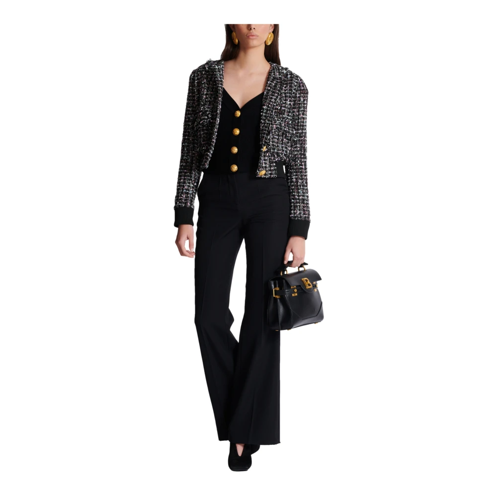 Balmain Geknipte gebreide vest Black Dames