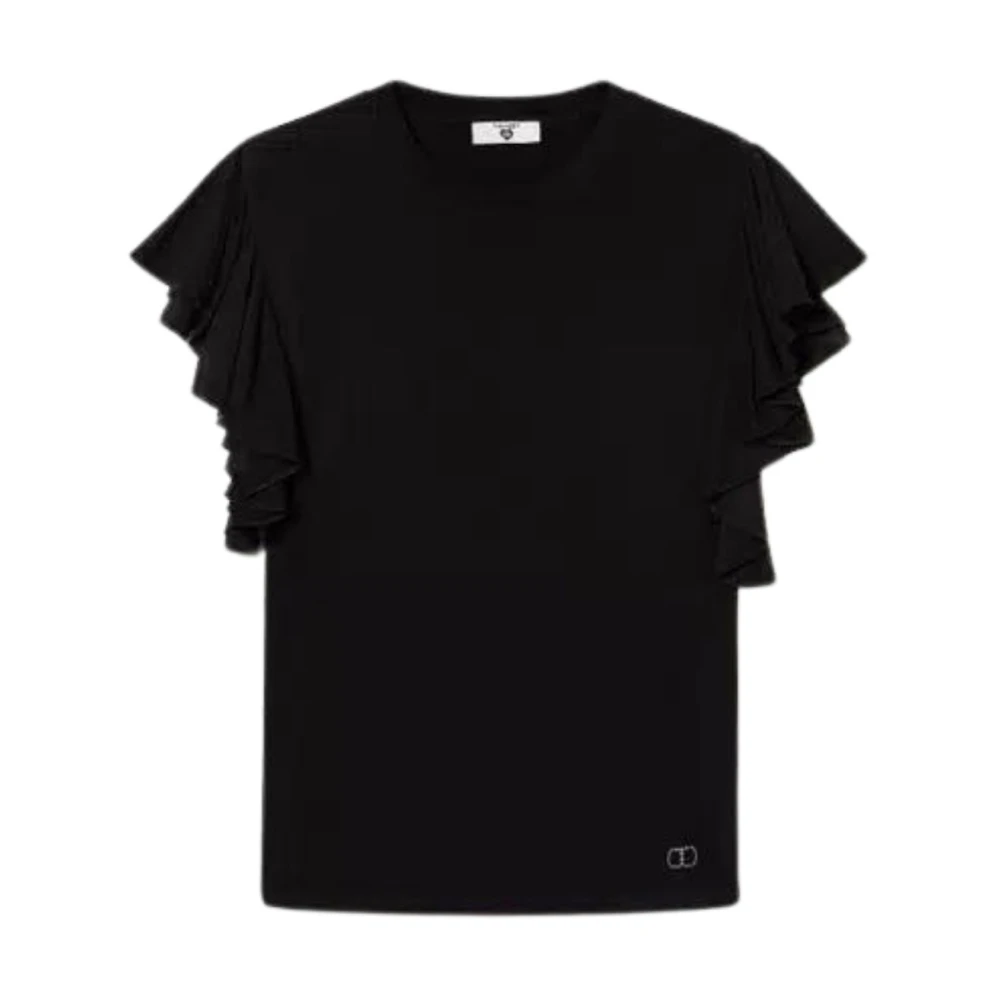 Twinset Stretch Viscose T-shirt met Metalen Logo Black Dames