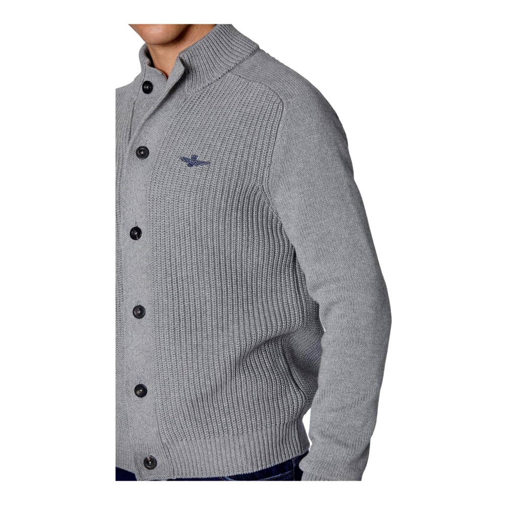 aeronautica militare Heren Katoenen Vest met Engelse Rib Ma1454 Grijs Gray Heren