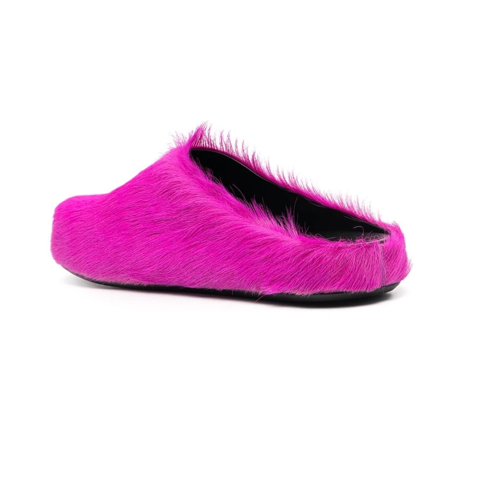 Marni Roze platte schoenen met Fur Fussbett Sabot Pink Heren