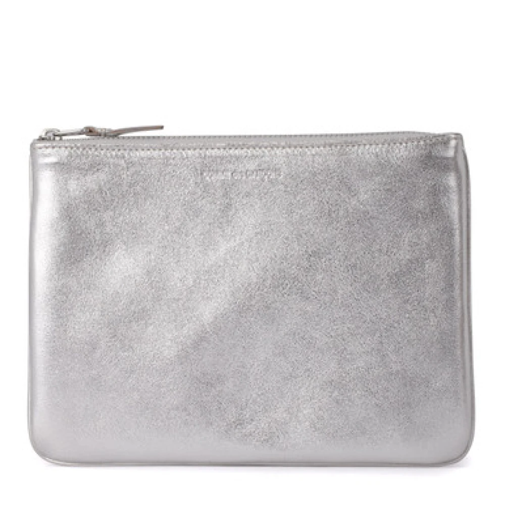 Comme des Garçons Zilveren Leren Portemonnee Ritssluiting Gray Unisex