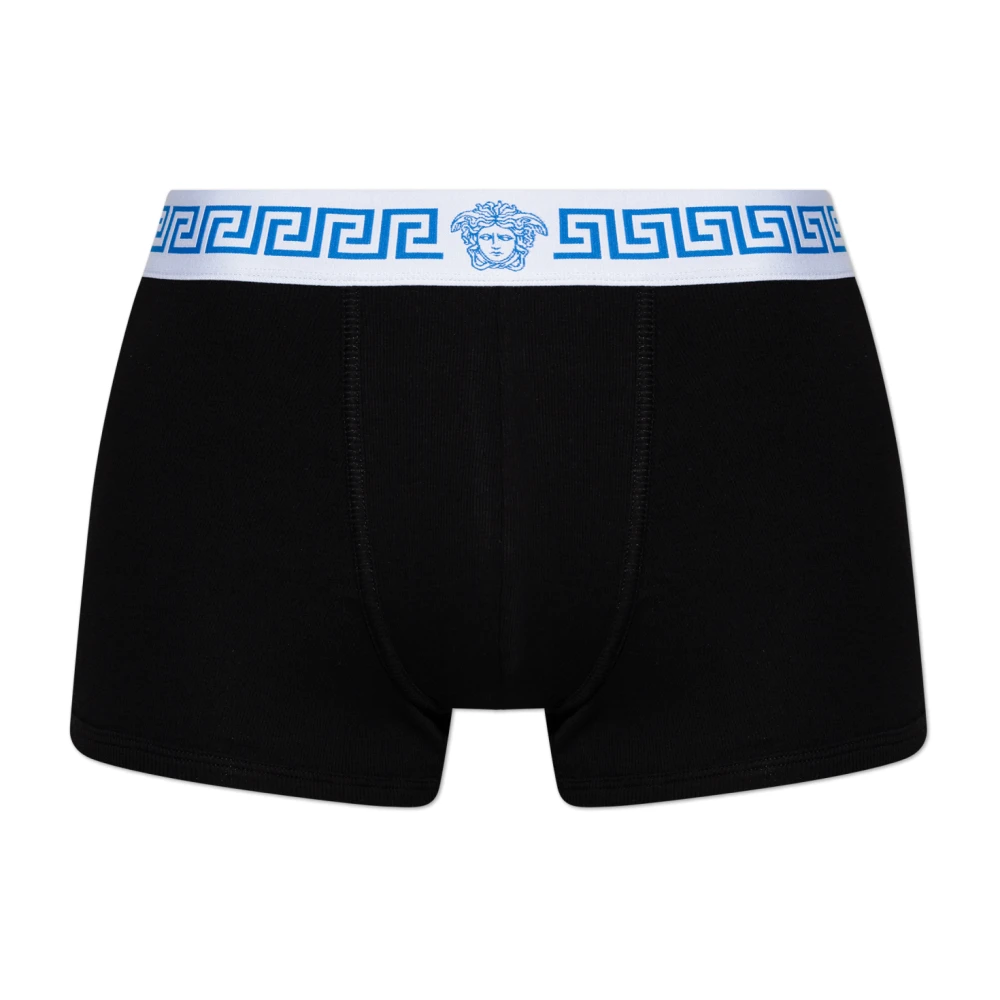 Versace Mannelijk Zwart Ondergoed Heren, 3XL, Katoen, Ribbed Cotton-Jersey Trunks
