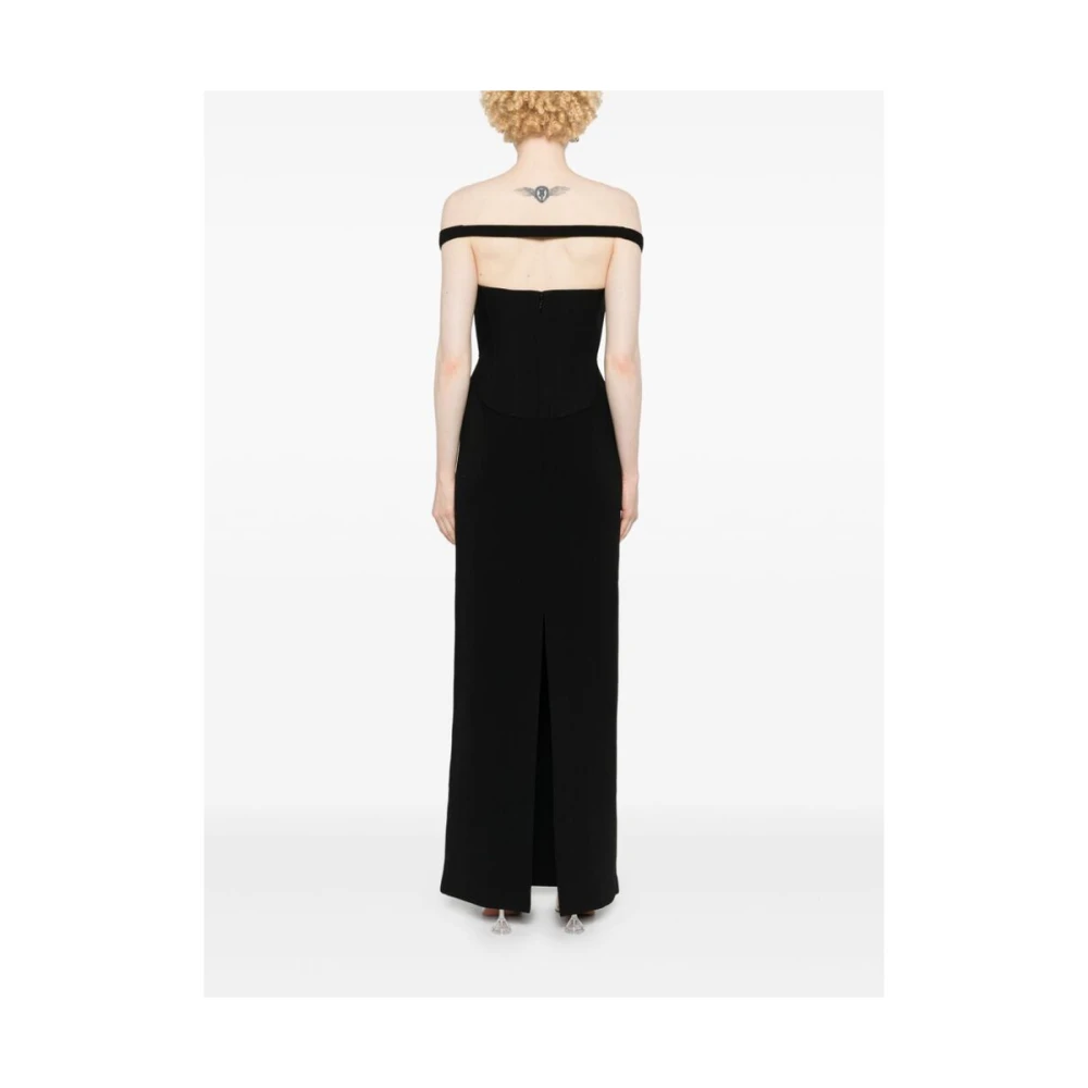 Solace London Zwarte Off-Shoulder Jurk met Sweetheart Hals Black Dames