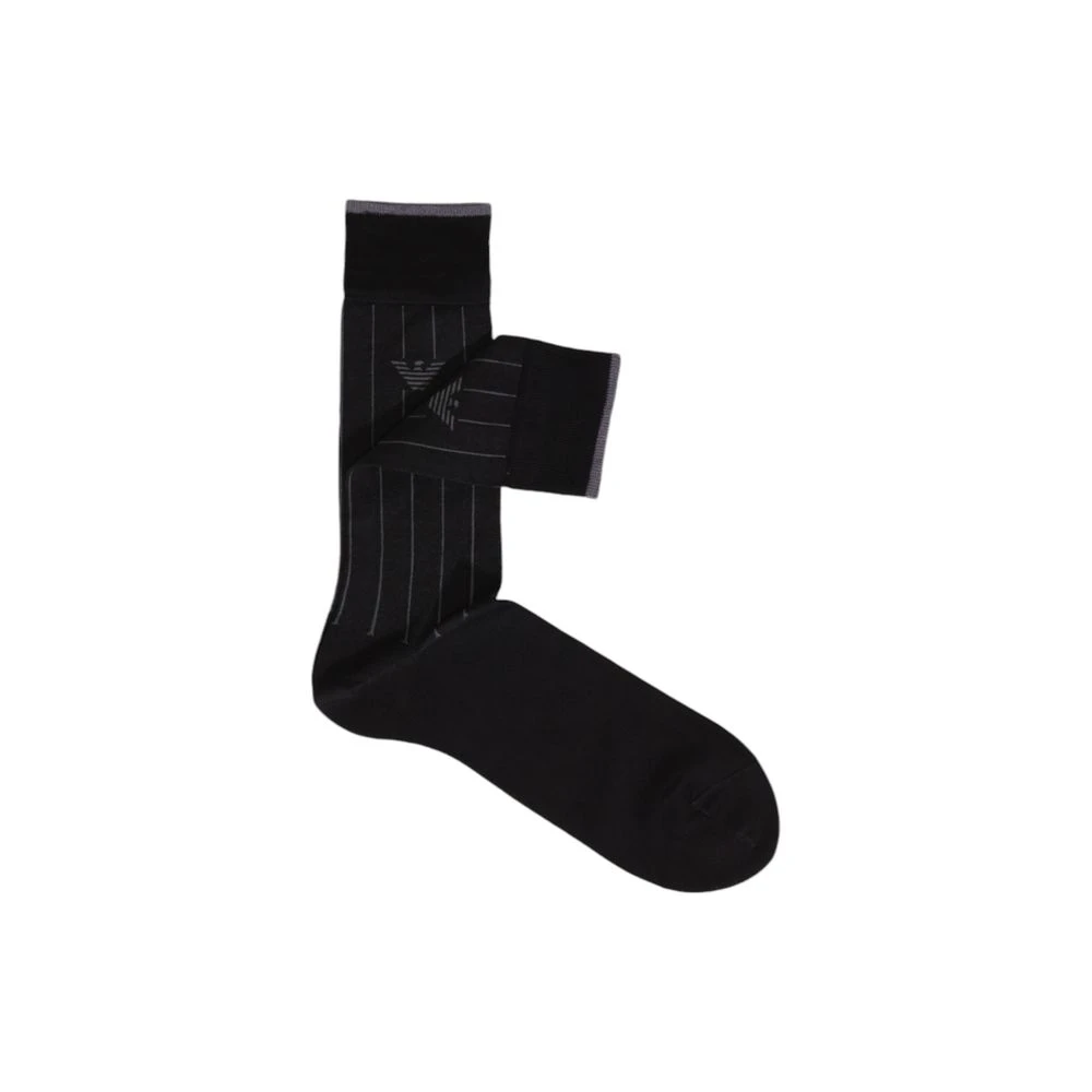 Emporio Armani Zwarte Katoenen Herensokken Herfst Winter Collectie Black Heren
