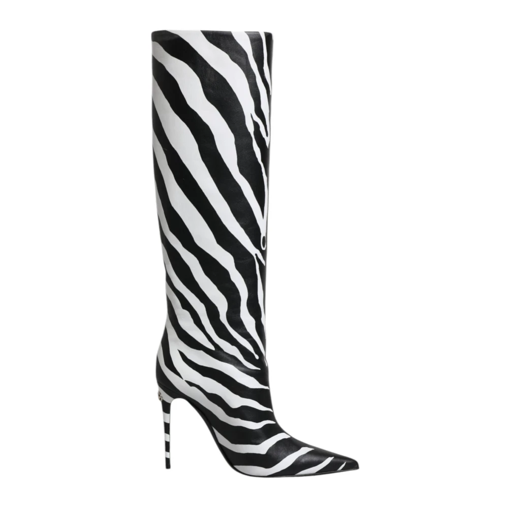 Dolce & Gabbana Black White Zebra Heels High Boots Shoes - EU35/US4.5 - Image 2