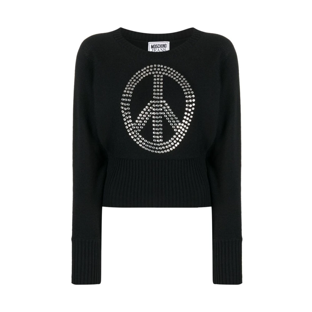 Moschino Studded Peace Symbol Sweater Black Dames