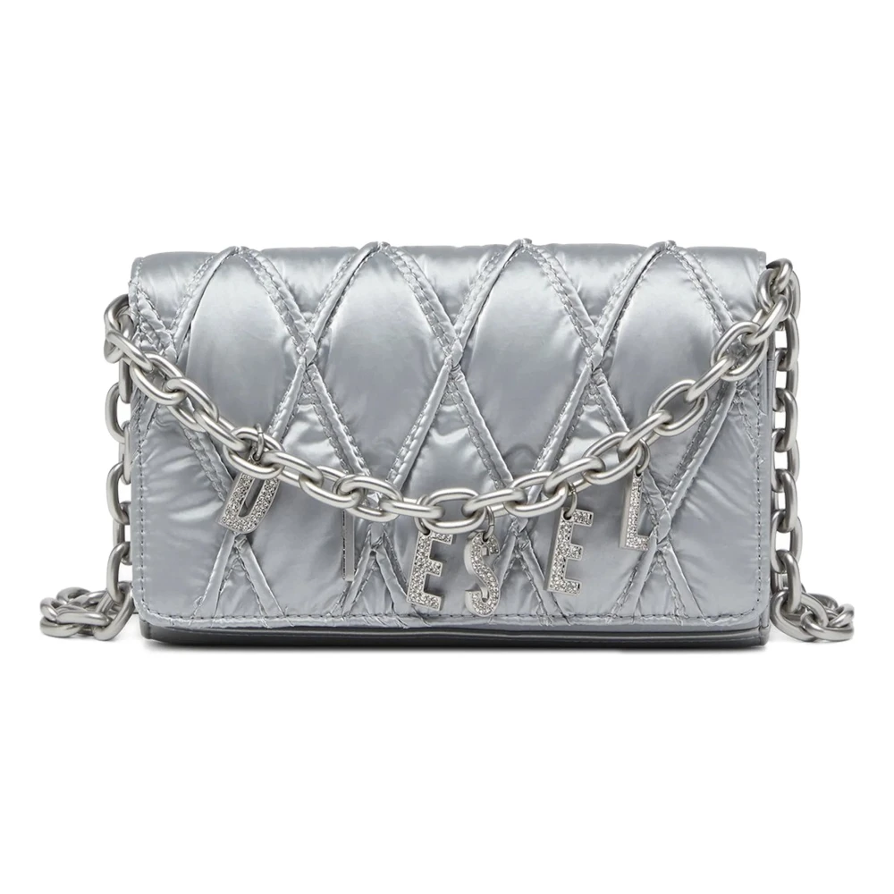 Diesel Women's Gray Charm-D Quilted Chain-Strap Mini Bag