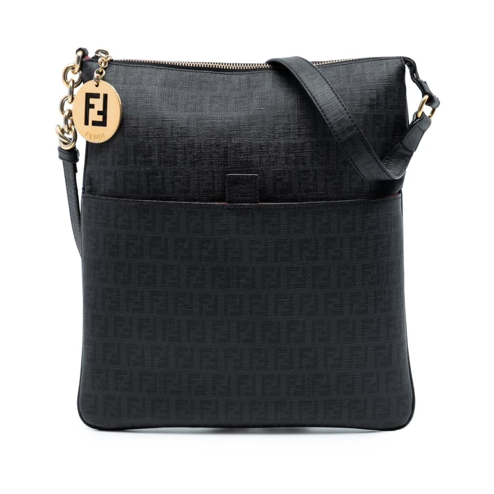 Fendi Vintage Women's Black Pre-Owned Zip Closure Shoulder Bag